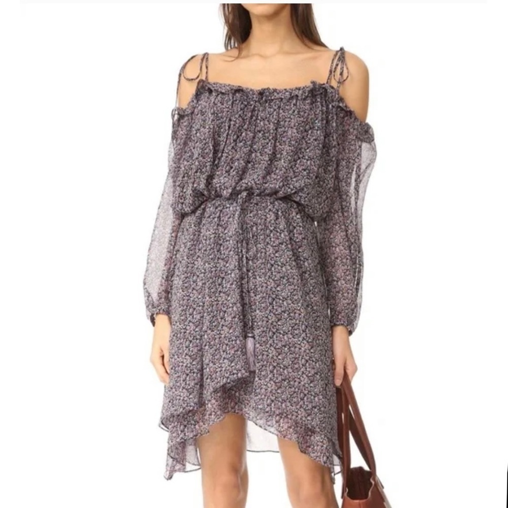 LoveShackFancy Charlotte Silk Off The Shoulder Blouson‎ Mini Dress Coquette